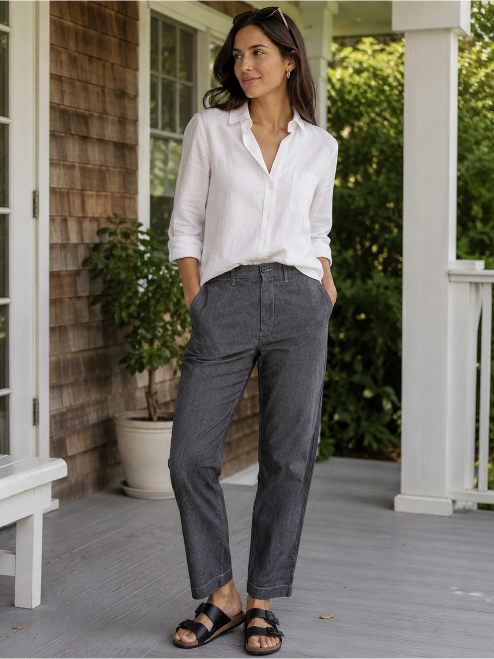 J.Crew Stretch Gray Chino Pants Women’s M 31x30 Straight Cotton Career